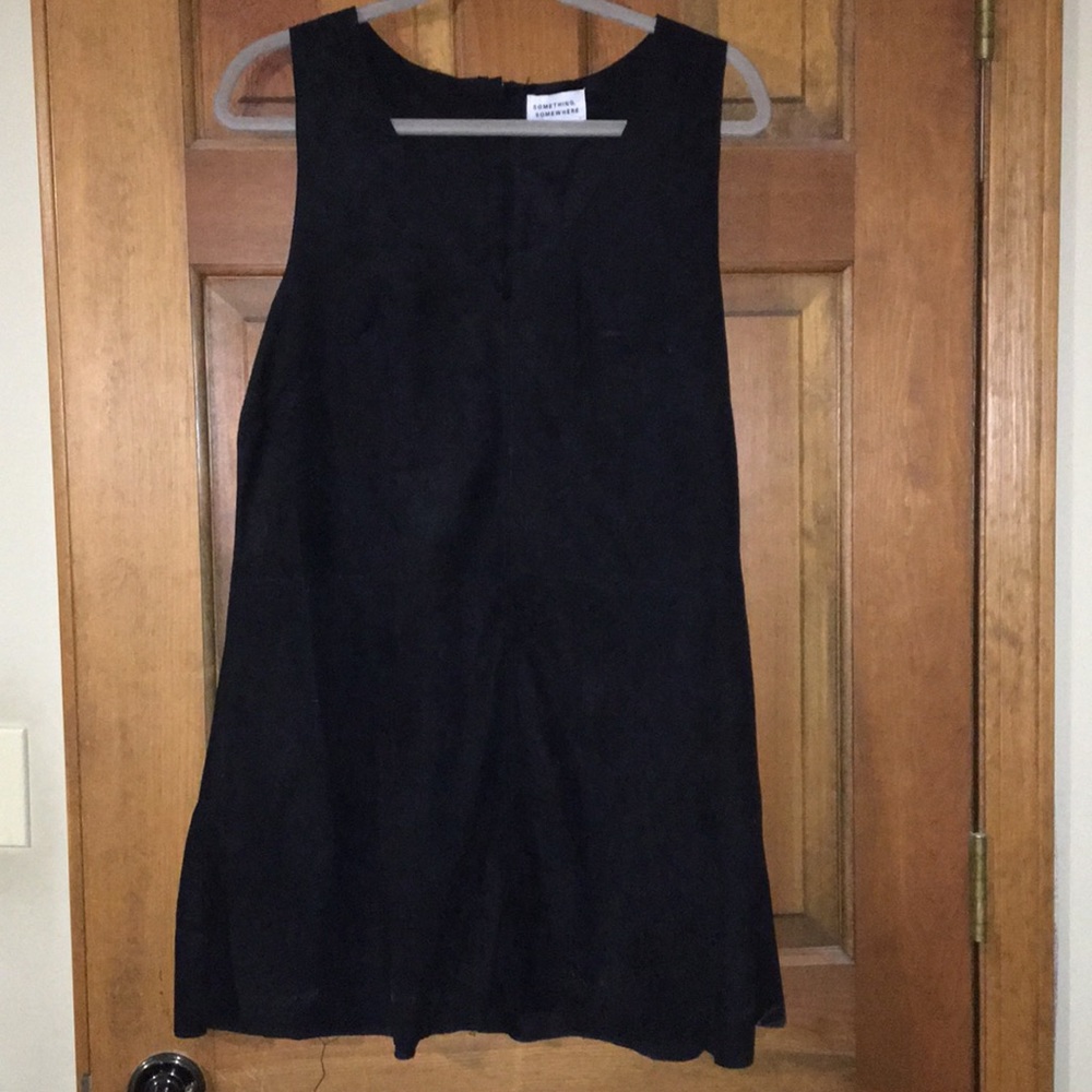 V-neck suede shift dress